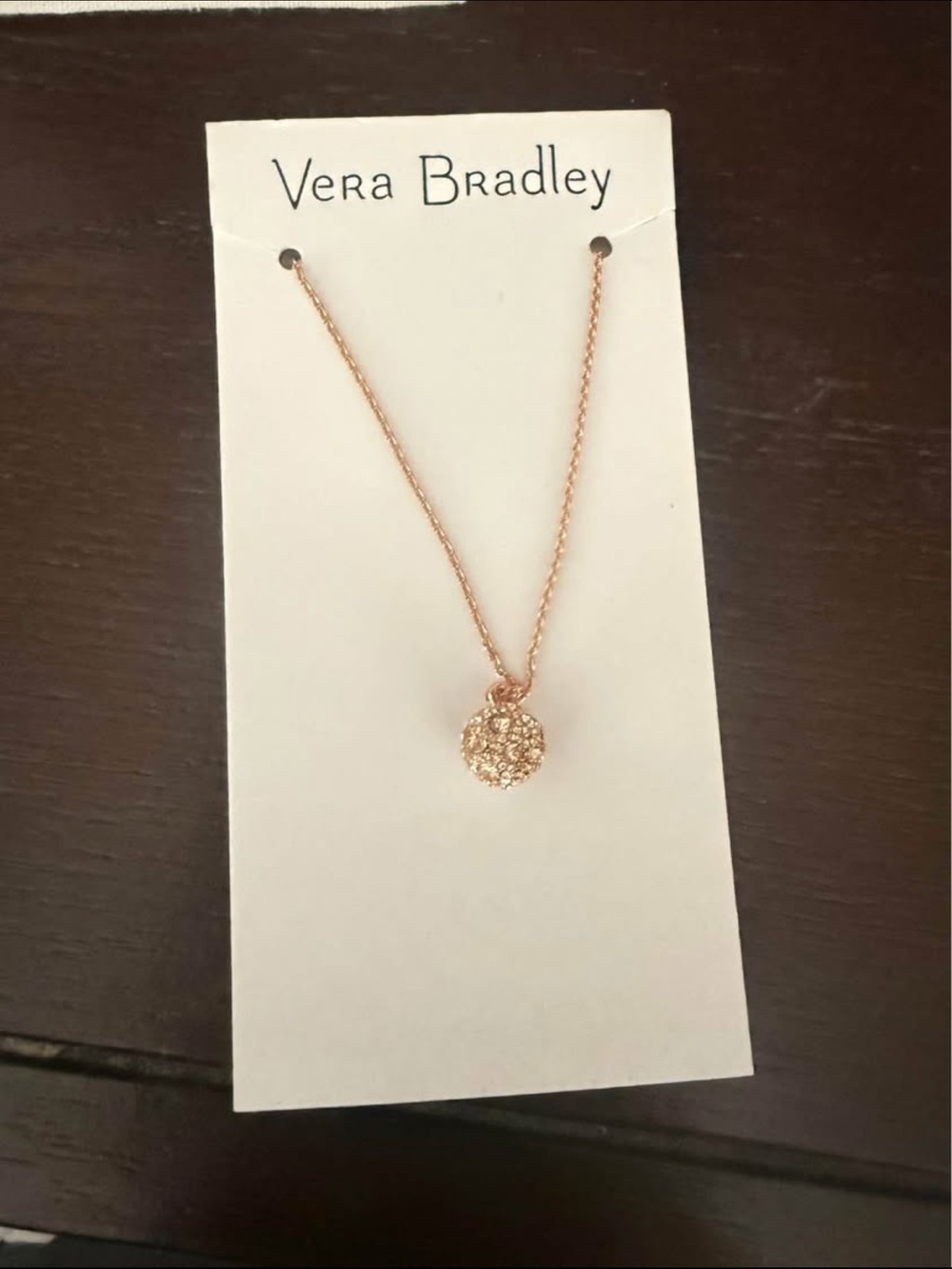 Vera Bradley Rose Gold Crystal Ball Pendant Necklace